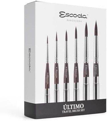 Speedball Escoda : Watercolour Travel Brush Set: Ultimo: Series 1245: Set of 6