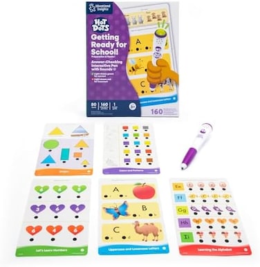 Educational Insights Hot Dots Jr. Getting Ready For School Set with Interactive Pen, Reading &amp; Math Workbooks, 160 Lessons for Homeschool &amp; Classroom, Ages 3+