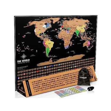 by 
		 Landmass Landmass Scratch-Off World Map - Scratch-Off World Map Sticker With Flags - Scratch-Off World Map - Vibrant Colors - A Gift Travelers Want - 17 X 24 Inch Travel Tracking Map