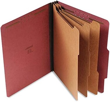 يونيفرسال مجلد تصنيف لوح ضغط، حروف، ثمانية اقسام، احمر، 10/صندوق (10290)