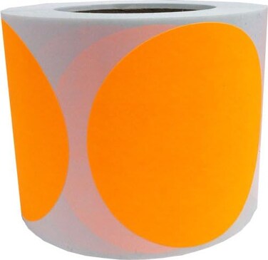 InStockLabels.com Fluorescent Orange Color Coding Labels for Organizing Inventory 4 Inch Round Circle Dots 500 Total Adhesive Stickers On A Roll