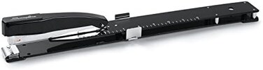 Swingline Heavy Duty Stapler with Built-in Ruler &amp; Adjustable Locking Paper Guide, Desk Top Long Reach for Home Office Supplies, Staples Up to 20 Sheets Paper, Black (S7034121P)