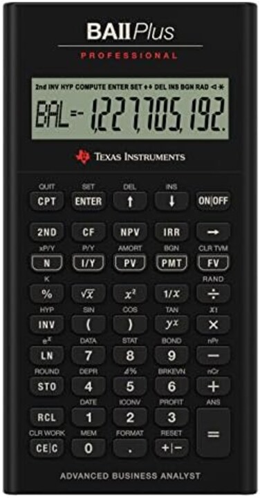 تيكساس انسترومنتس الة حاسبة احترافية بي ايه II بلس   شاشة فورية مكونة من 10 ارقام   مع IRR وNPV لتحليل التدفق النقدي   تحليلات رقمية