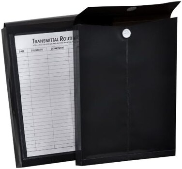 LION File-N-Send Poly Inter-office Envelopes, 10 x 13 Inches, Opaque Charcoal Gray (Black), 6 EA/Pack, 1 Pack (22700-CG)