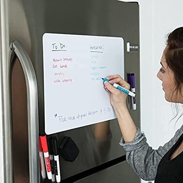 cinch! Magnetic Dry-Erase Whiteboard Sheet For The Kitchen Refrigerator: With Stain-Resistant Technology - 2 Sizes - Includes 4 Markers And A Large Eraser With Magnets - Refrigerator Whiteboard Organi