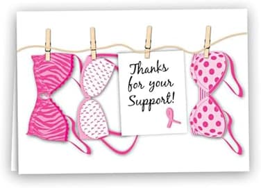 Fundraising For A Cause Breast Cancer Awareness Pink Ribbon Note Cards - Breast Cancer Thank You Cards with Envelopes (12 Pack)