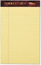 TOPS Docket Gold Writing Pads, 5" x 8", Jr. Legal Rule, Canary Paper, 50 Sheets, 12 Pack (63900)