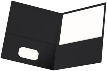 Oxford Twin-Pocket Folders, Textured Paper, Letter Size, Black, Holds 100 Sheets, Box of 25 (57506EE)