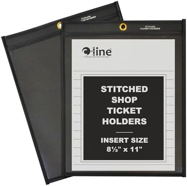 C-LINE Shop Ticket Holders, Stitched, One Side Clear, 8-1/2" x 11", Box of 25 (45911)