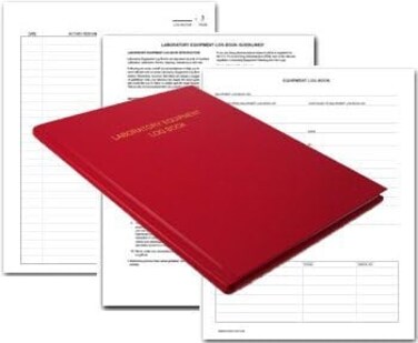 BookFactory Lab Equipment Log Book - 96 Pages, 8" x 10", Red Cover, Section Sewn Hardbound (LOG-096-SEQ-LRT11)