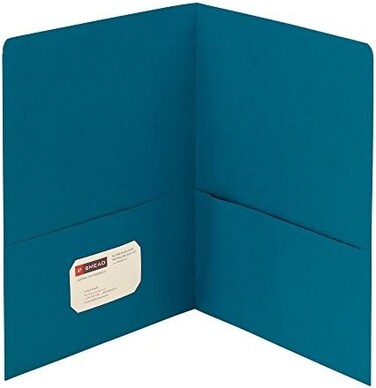مجلد سميد ذو جيبين للوزن الثقيل، حجم الحروف، أزرق مخضر، 25 لكل صندوق (87867)