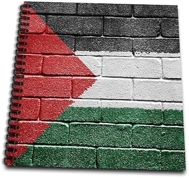3dRose Carsten Reisinger Illustrations - National flag of Palestine painted onto a brick wall Palestinian - Drawing Book - Drawing Book 20cm x 20cm