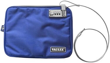 Vaultz Locking Pool Pouch with Tether, Medium, 7.5 x 9 Inches, Blue (VZ00724)