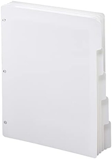 سميد فواصل فهرس بثلاث حلقات، علامات تبويب 1/5 قطع، حجم الرسائل، ابيض، 100 فاصل (89415)