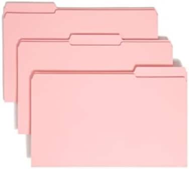 Smead File Folder, Reinforced 1/3-Cut Tab, Legal Size, Pink, 100 per Box (17634)