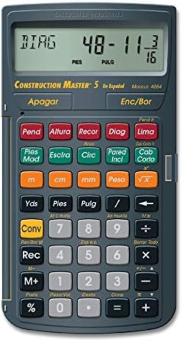 Calculated Industries 4054 Construction Master 5 en Espanol Construction Feet-Inch-Fraction Calculator for Carpenters [Calculadora de construcci&oacute;n con pies, pulgadas y fracciones para carpinteros]