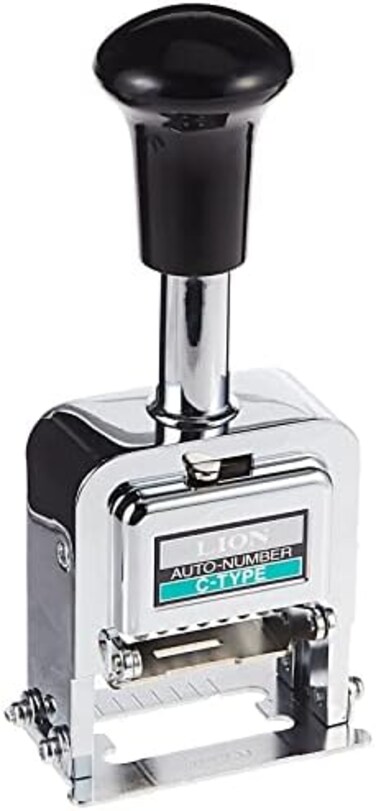 LION Pro-Line Heavy-Duty Automatic Numbering Machine, 6-Wheel, With Alphabet, 1 Numbering Machine (C-75)