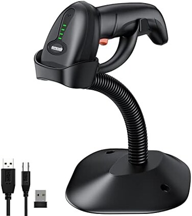 symcode USB Wireless Barcode Scanner, Handheld Laser Barcode Reader (2.4GHz Wireless &amp; USB2.0 Wired) with Receiver Storage of up to 10000 Code