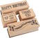 Juvale 4-Piece Card Making Stamps Set - Wood Mounted Rubber Stamps for Card Making, DIY Crafts, Scrapbooking - Happy Birthday, Thank You, Congratulations, with Love