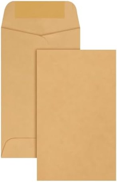 Quality Park #3 Coin and Small Parts Envelopes Gummed, Brown Kraft, 2.5x4.25, 500 per Box (50262)