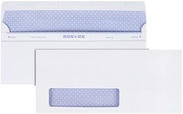 Quality Park Window Security Envelope, Reveal-N-Seal, White, 4.125 x 9.5, 500 per Box, (67418)