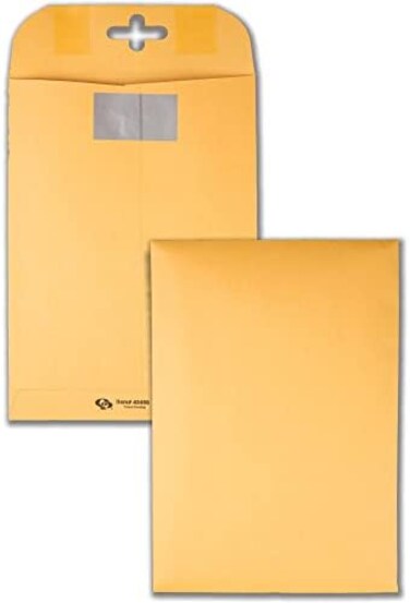 Quality Park Postage Saving Clearclasp Kraft Envelope, 55, Cheese Blade Flap, Clearclasp Closure, 6 X 9, Brown Kraft, 100/box