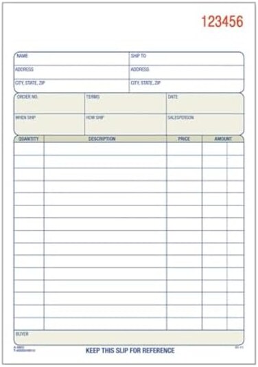 TOPS Sales Order Book, 3-Part, Carbonless, White/Canary/Pink, 5-9/16 x 7-15/16 Inches, 50 Sets per Book (46510)