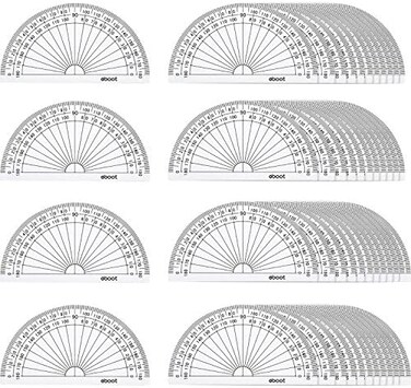 ايبوت 50 قطعة من منقلة الرياضيات البلاستيكية 180 درجة، 4 انش، شفافة