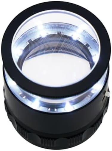 TEKCOPLUS Magnification Jewelers Eye Loupe Triplet Lens Magnifier Foldable Magnifying with UV Light for Gems, Jewelry, Coins, Stamps, etc (10x Jewelry Magnifiers)