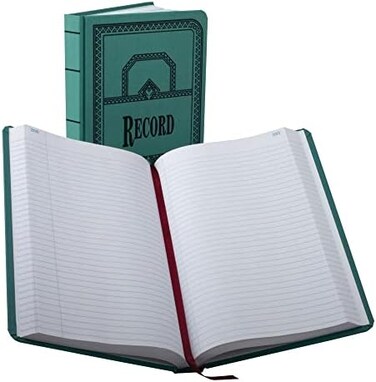 Boorum &amp; Pease Canvas Account Book, Record, 16 Lb., 12 1/8" x 7 5/8", 500 Pages, Blue