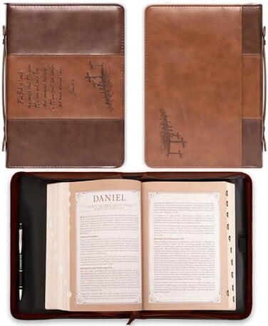 Christian Art Gifts BROWN/TAN TWO-TONE MEDIUM BIBLE COVER