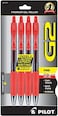 Pilot, G2 Premium Gel Roller Pens, Fine Point 0.7 mm, Red, Pack of 4