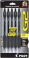 Pilot G2 Retractable Premium Gel Ink Roller Ball Pens, Fine Point, 5-Pack, Black Ink (31078)
