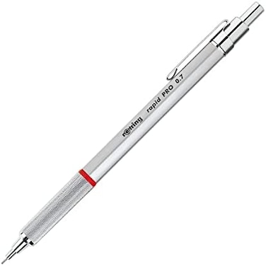 Rotring Rapid Pro Mechanical Pencil HB 0.7 mm Lead Propelling Pencil Reduced Lead Breakage Silver Chrome Full-Metal Barrel