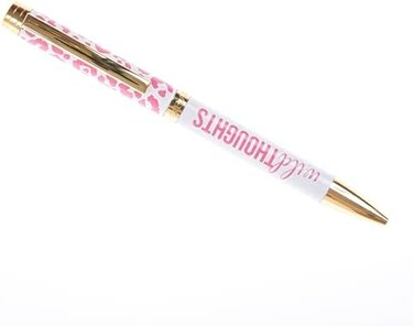 Graphique Fashion Pen, 5.5" Refillable Black Ink Ballpoint Pink Cheetah w/Wild Thoughts Quote &amp; Matching Gift Box, Makes a Beautiful, Unique Gift