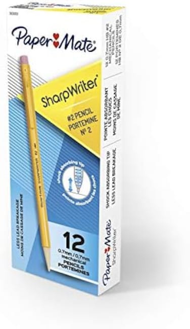Paper Mate SharpWriter Mechanical Pencils, 0.7mm, HB #2, Yellow, 12 Count