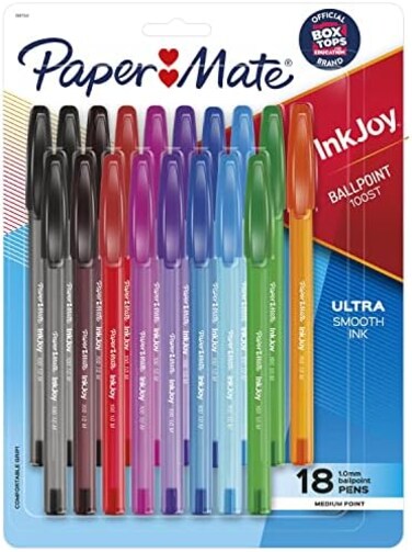 Paper Mate InkJoy 100ST Ballpoint Pens, Medium Point (1.0mm), Assorted, 18 Count
