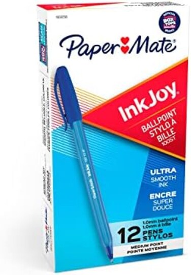 Paper Mate InkJoy 100ST Ballpoint Pens, (1.0mm) Medium Point, Blue, Box of 12 (1951256)