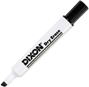Dixon Dry Erase Markers, Wedge Tip, Black, 12-Pack (92107)