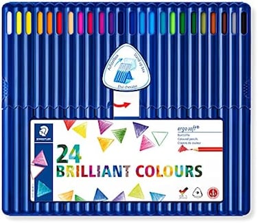 Staedtler Ergosoft Colored Pencils, Set Of 24 Colors In Stand-Up Easel Case (157Sb24)