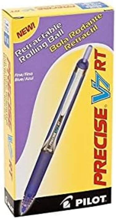 Pilot Precise V7 RT Refillable &amp; Retractable Liquid Ink Rolling Ball Pens, Fine Point (0.7 mm), Blue, 12-Pack