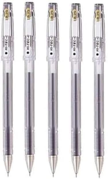Pilot Hi-Tec-C 025 Gel Ink Pen, Hyper Fine Point 0.25mm, Black Ink, LH-20C25, Value Set of 5