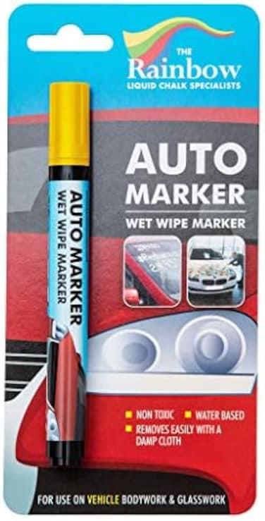Rainbow Chalk Markers Limited LTD YELLOW AUTO MARKER - REMOVABLE PAINT FOR BODY PANELS AND WINDSCREENS