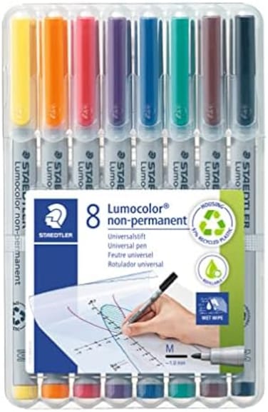 STAEDTLER 315 WP8 Lumocolor Universal Non Permanent Medium Pens - Assorted Colours