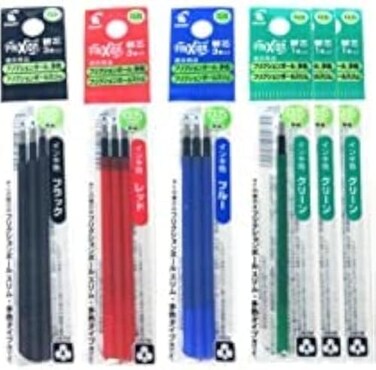 Pilot Gel Refills for FriXion Ball Pen,0.5mm, Black/Blue/Red/Green Ink, Pack of 6