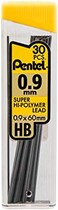 أربطة تحكم من Pentel Super Hi-Polymer، 0.9 مم، HB، 30 سلسلة لكل أنبوب، عبوة من 3 أنابيب