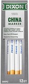 Dixon Phano China Markers, White, Box Of 12