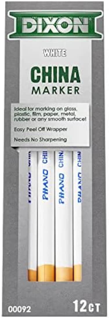 Dixon Phano China Markers, White, Box Of 12