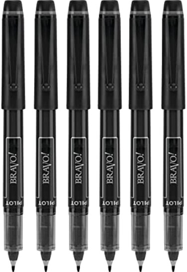pilot 6 PENS Bravo Liquid Ink Marker Pen, Bold Point, Black (PIL11034)