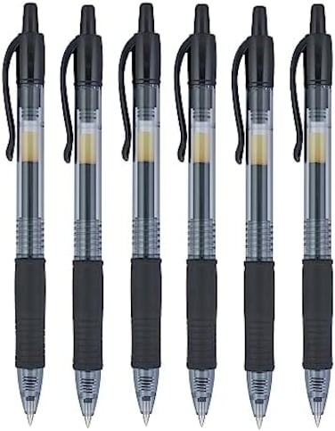 Pilot 2605 Fine Retractable Rollerball Refillable Gel Ink Pen - Pack Of 6 - Black